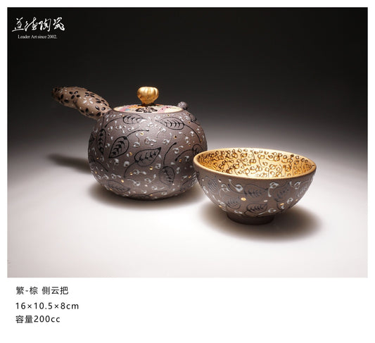 Various flowers brown - Cloud tea pot handle - LEADER 益德 | 居家設計藝品・人文茶器・空間美學作品